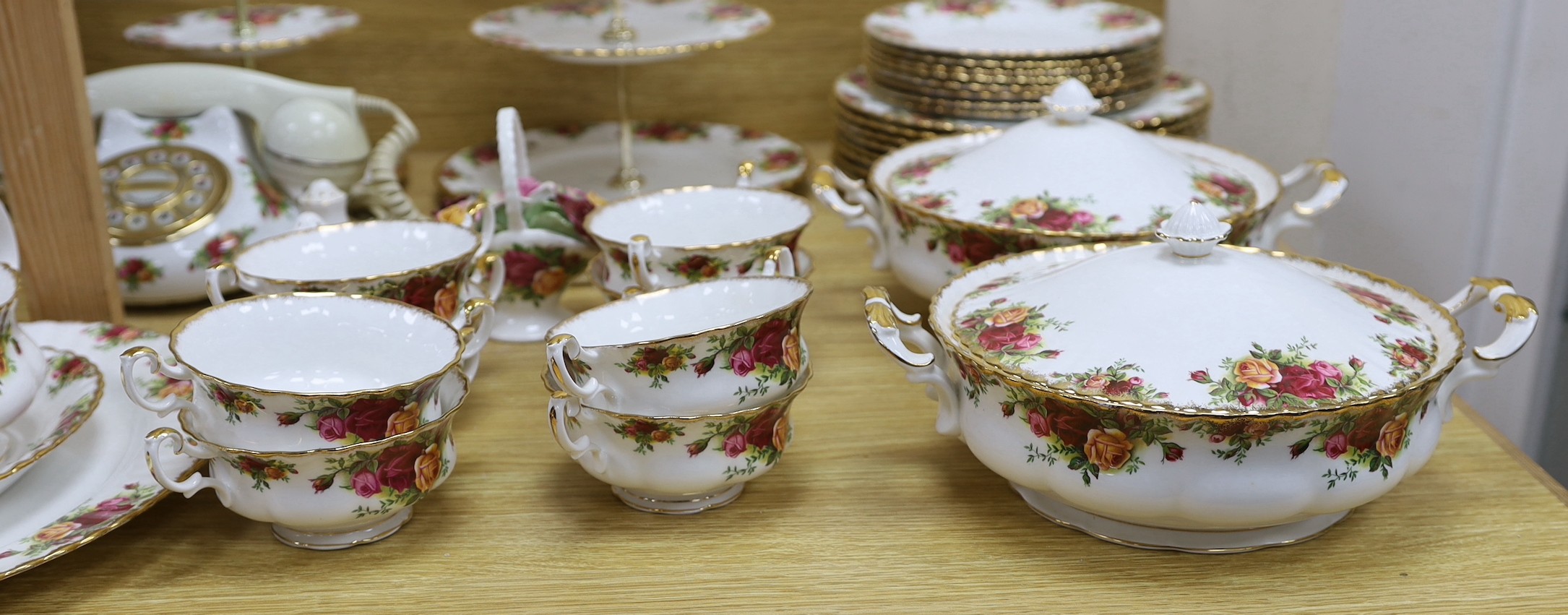 An extensive Royal Albert Old Country Roses dinner, tea service etc.